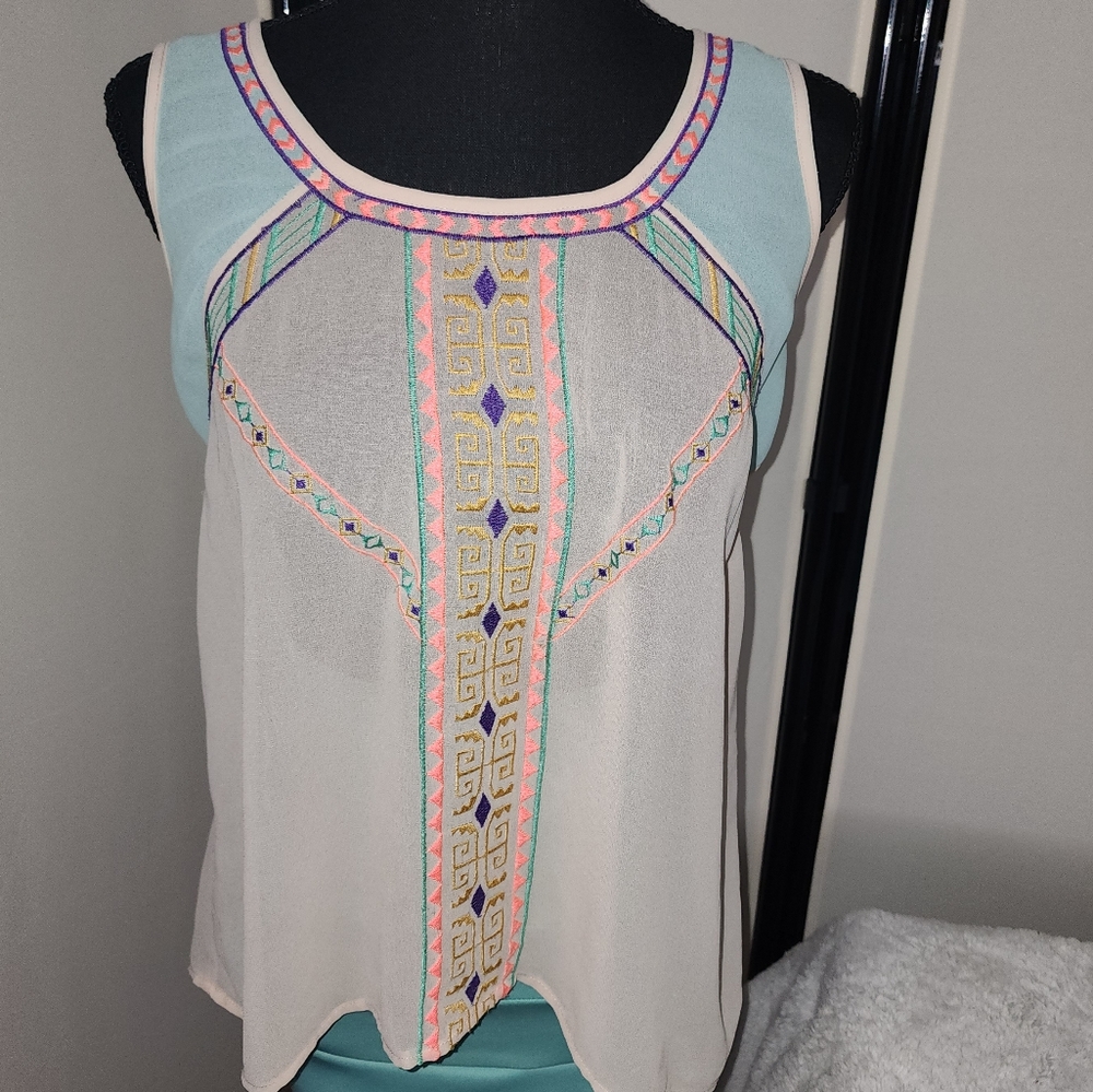 Flying Tomato Large Aztec Print Sleeveless Top